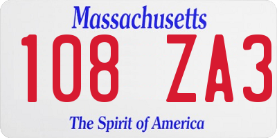 MA license plate 108ZA3