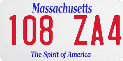 MA license plate 108ZA4