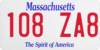 MA license plate 108ZA8