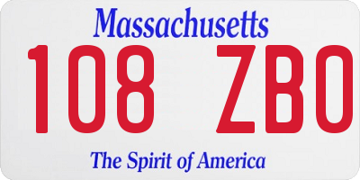MA license plate 108ZB0