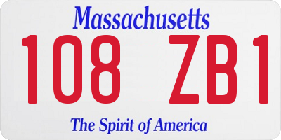 MA license plate 108ZB1