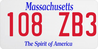 MA license plate 108ZB3