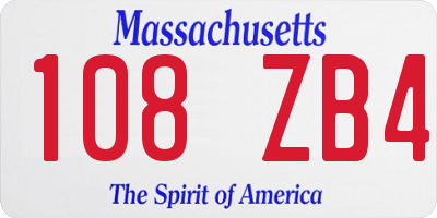 MA license plate 108ZB4