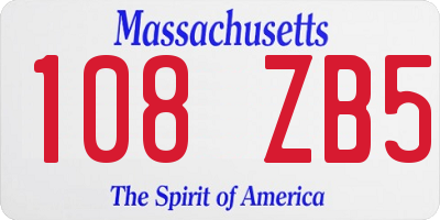 MA license plate 108ZB5