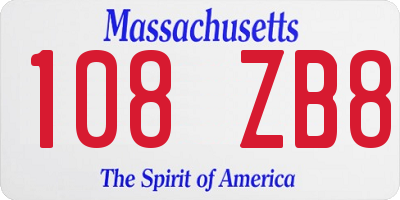 MA license plate 108ZB8