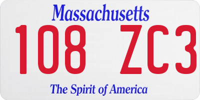 MA license plate 108ZC3