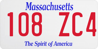 MA license plate 108ZC4