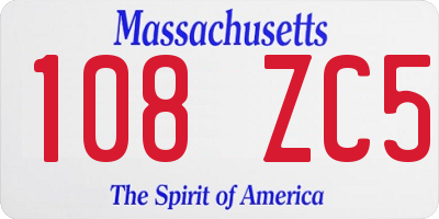 MA license plate 108ZC5