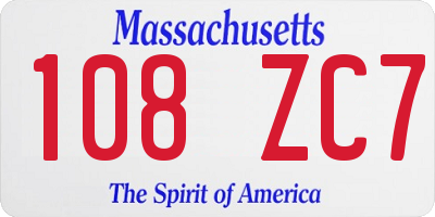 MA license plate 108ZC7