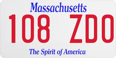 MA license plate 108ZD0