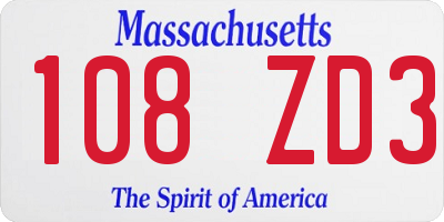 MA license plate 108ZD3