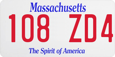 MA license plate 108ZD4