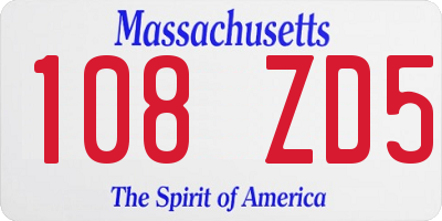 MA license plate 108ZD5