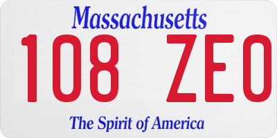 MA license plate 108ZE0