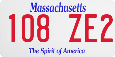 MA license plate 108ZE2