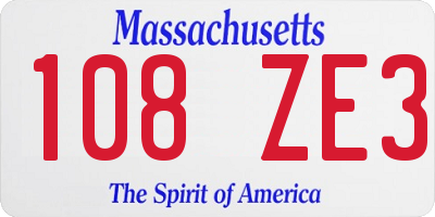 MA license plate 108ZE3