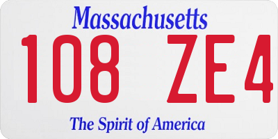 MA license plate 108ZE4