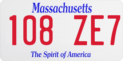 MA license plate 108ZE7