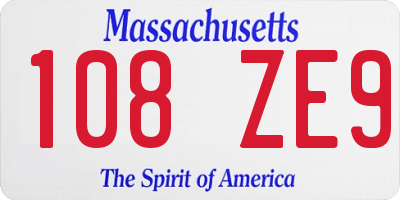 MA license plate 108ZE9