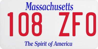 MA license plate 108ZF0