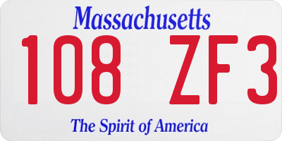 MA license plate 108ZF3
