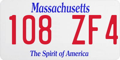MA license plate 108ZF4