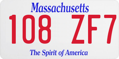 MA license plate 108ZF7