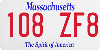 MA license plate 108ZF8
