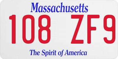 MA license plate 108ZF9
