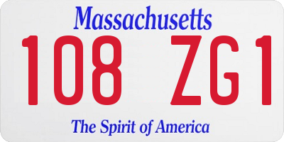 MA license plate 108ZG1