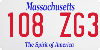 MA license plate 108ZG3