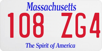 MA license plate 108ZG4