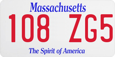 MA license plate 108ZG5