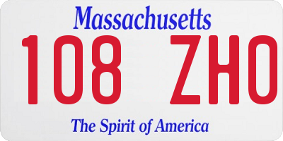 MA license plate 108ZH0