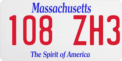 MA license plate 108ZH3