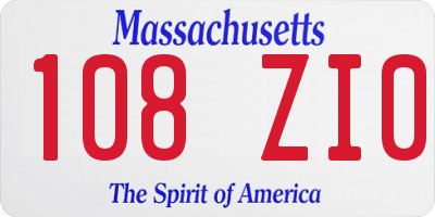MA license plate 108ZI0