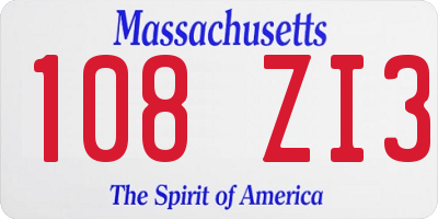 MA license plate 108ZI3