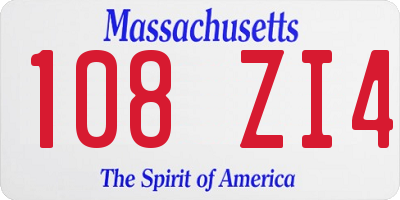 MA license plate 108ZI4