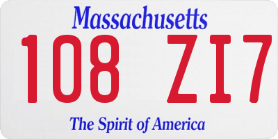 MA license plate 108ZI7