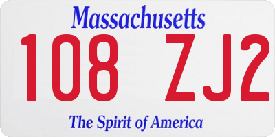 MA license plate 108ZJ2