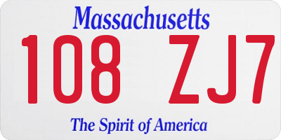 MA license plate 108ZJ7