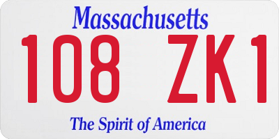MA license plate 108ZK1