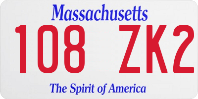 MA license plate 108ZK2