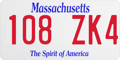 MA license plate 108ZK4