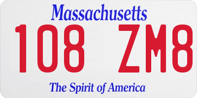 MA license plate 108ZM8