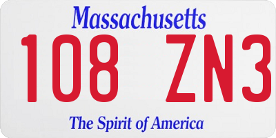 MA license plate 108ZN3