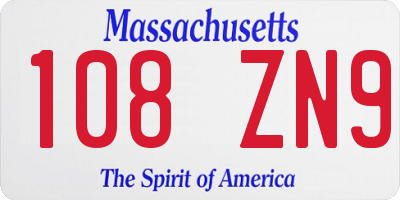 MA license plate 108ZN9