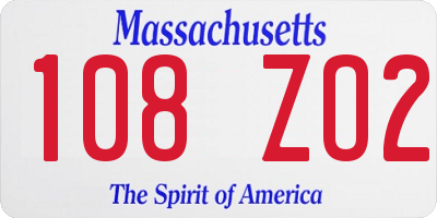 MA license plate 108ZO2