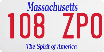MA license plate 108ZP0