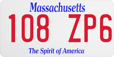 MA license plate 108ZP6